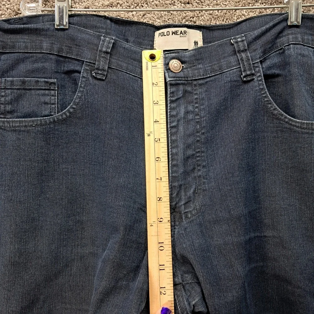 Polo Wear Basic Mens Dark Wash Stretch Denim Jeans Size 46 Indigo Slim Straight